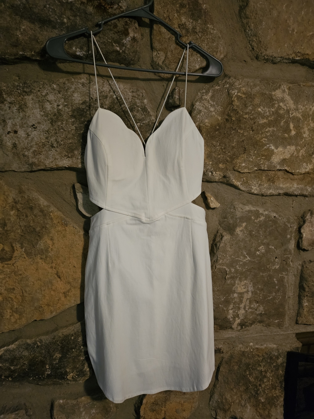 Listicle White Spaghetti-Strap Cutout Mini Dress